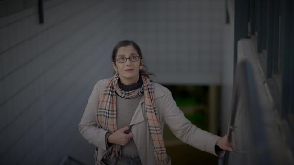 Μητέρα Συνάντηση Υιός Στο Σιδηροδρομικό Σταθμό Μιλώντας Μαζί Μετά Από — Αρχείο Βίντεο