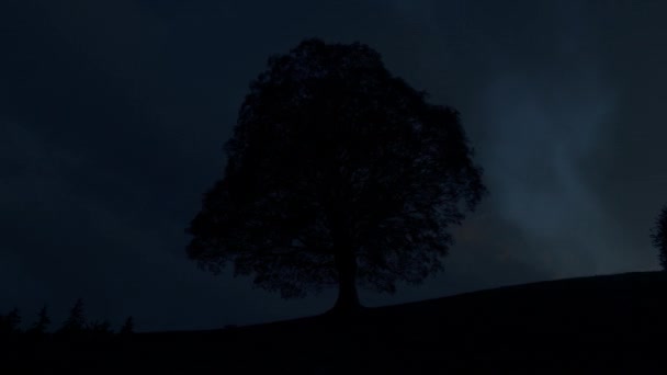Мистический Иллюминированный Пейзаж Атрономии Ночном Фоне — стоковое видео