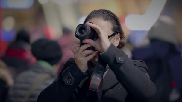 Spy Investigator Detektiv Inspelning Video Personer Undercover Staden — Stockvideo