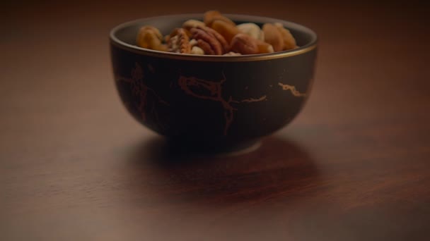Fresco Orgânico Saudável Vegan Nut Mix Snack Food Nutrition Background — Vídeo de Stock