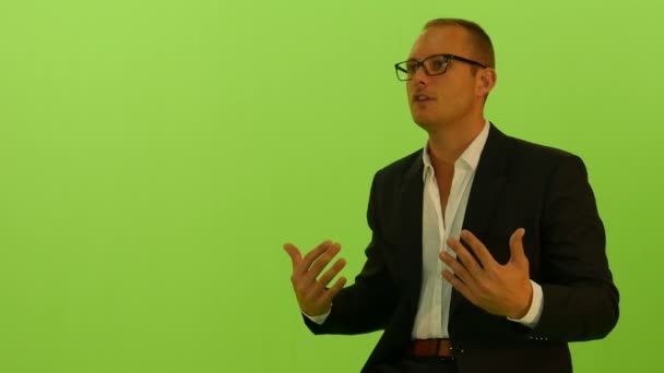 Homme Affaires Isolé Sur Fond Écran Vert Images Haute Qualité — Video