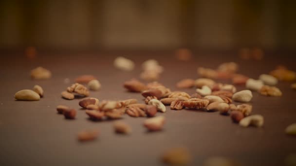 Čerstvé Organické Zdravé Vegan Nut Mix Svačinka Potraviny Pozadí — Stock video