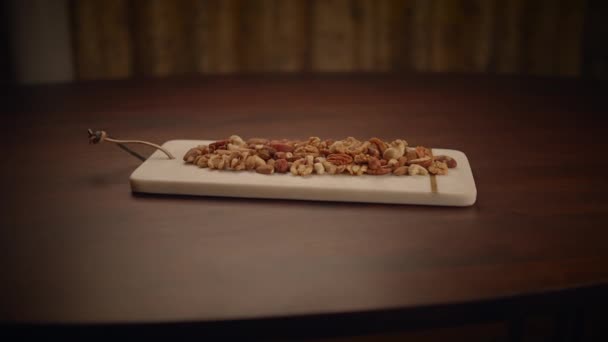 Verse Biologische Gezonde Vegan Nut Mix Snack Food Nutrition Achtergrond — Stockvideo