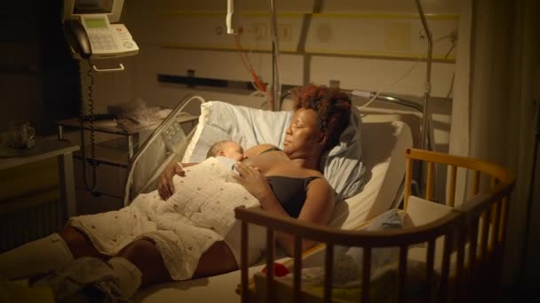 Jovem Feliz Desfrutando Maternidade Com Criança Após Nascimento — Vídeo de Stock