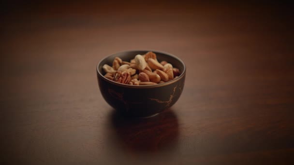 Fresh Organic Healthy Vegan Nut Mix Snack Alimentación Nutrición Fondo — Vídeos de Stock