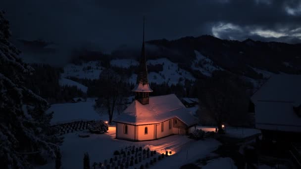 Vista Aérea Pequena Capela Religiosa Casa Deus — Vídeo de Stock
