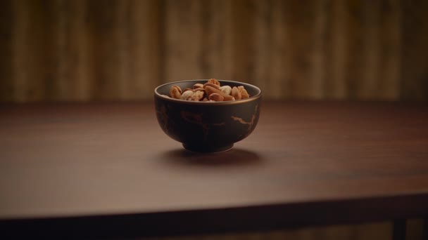 Fresh Organic Healthy Vegan Nut Mix Snack Alimentación Nutrición Fondo — Vídeo de stock