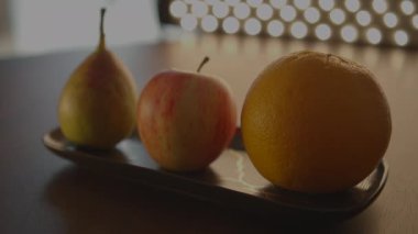 Organik Portakal Elması Armut Meyveleri Vitamin Arkaplanlı Besin