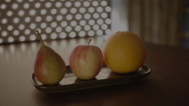Organik Portakal Elması Armut Meyveleri Vitamin Arkaplanlı Besin