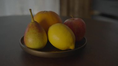 Organik Portakal Elması Armut Meyveleri Vitamin Arkaplanlı Besin