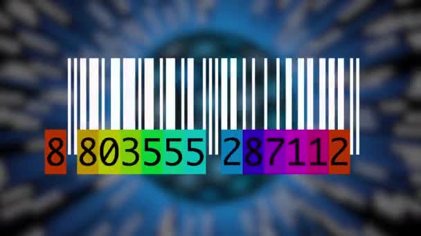 Números Digitales Código Barras Información Escaneo Datos Fondo — Vídeo de stock