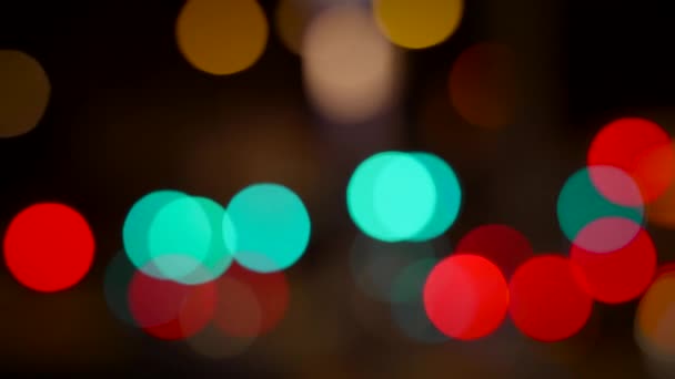 Colorful Urban Night City Lights Bokeh Background — Stock Video