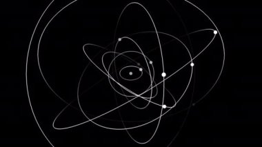 Siyah bir arkaplanda tek renkli bir atom görüntüsü oluşturuldu. Kabloların karmaşık deseni bir çember oluşturarak görsel sanatlar alanında göz kamaştırıcı bir sanat eseri yaratıyor.