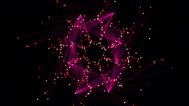 Захватывающее Зрелище Фиолетового Красного Фейерверков Освещает Ночное Небо Глубоком Черном — стоковое видео
