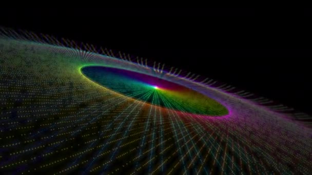 Kruh Duze Barev Vznášející Tmě Připomínající Astronomický Objekt Odstíny Pohybují — Stock video