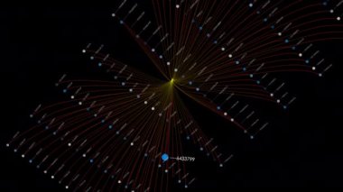 Bilgisayar, 446612 sayılı bir yıldız sisteminin görüntüsünü oluşturdu. Karasal bir gezegen, astronomik nesneler, daireler, elektrik mavisi renkler ve gece karanlığına karşı desenler içeriyor.