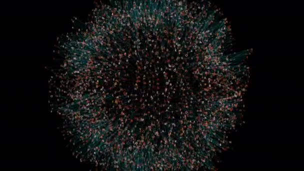Astronomické Objekty Připomínající Malé Tečky Vznášejí Tmě Půlnoci Vytvářejí Symetrický — Stock video