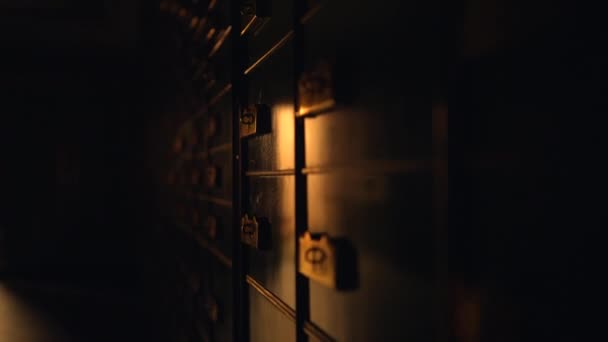 セキュアバンクの貯蔵室の中のセーフデポジットボックス — ストック動画