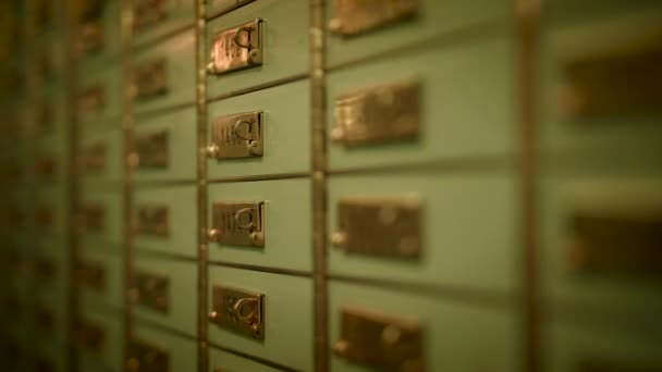 Row Hardwood Cabinetry Pattern Green Lockers Each Adorned Gold Rectangular — Video