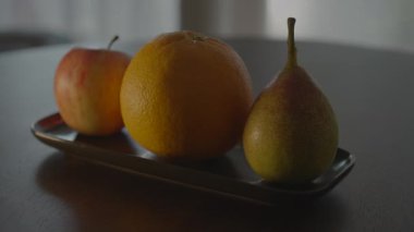 Organik Portakal Elması Armut Meyveleri Vitamin Arkaplanlı Besin