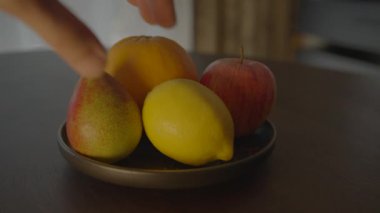 Organik Portakal Elması Armut Meyveleri Vitamin Arkaplanlı Besin