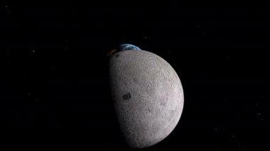 Uzayın derinliklerinde yarı aydınlık yabancı bir gezegenin yüzeyinde bulunan fütürist bir uzay istasyonu..