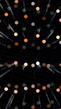 Karanlık bir tuval üzerindeki dinamik parçacıkların ve çizgilerin büyüleyici görüntüsü zarif enerji ve hareketi çağrıştırıyor.