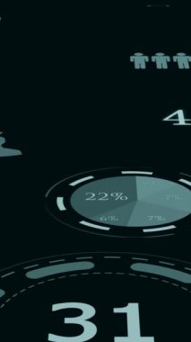 Bu, dairelerin ve turta grafiklerinin yer aldığı çeşitli veri ölçümlerini gösteren soyut bir gösterim.