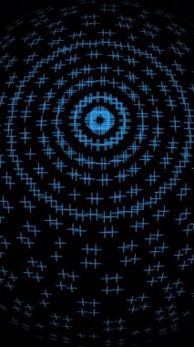 Karmaşık eşmerkezli daireleri ve büyüleyici geometrik şekilleri olan büyüleyici soyut mavi sarmal bir tasarım.