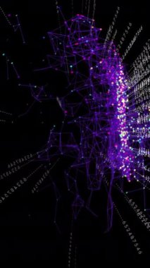 Canlı mor tonlarda gösterilen dijital bir ağın heyecan verici ve soyut bir temsili