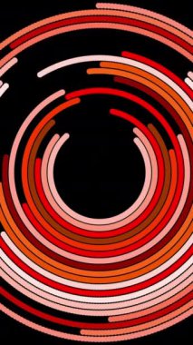 Siyah arka planda kırmızı gölgeli, canlı dairesel bir tasarım. Modern sanat estetiğini çok güzel sergiliyor.