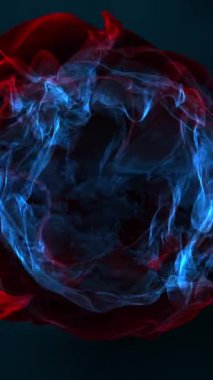 Çarpıcı ve büyüleyici soyut bir görüntü canlı mavi ve kırmızı renklerde dinamik bir enerji akışı gösterir.