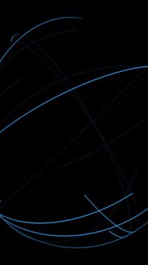 Dinamik ve soyut mavi çizgiler, çağdaş tasarımlar için ideal, derin siyah bir arkaplan üzerinde zarif bir şekilde kesişir