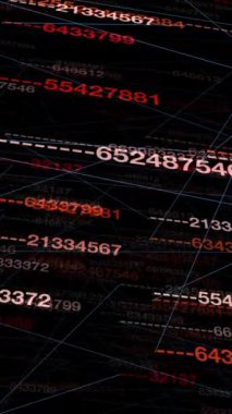 Veri analizi ve teknoloji temalarını yaratıcı bir şekilde tasvir eden sayıların ve çizgilerin dinamik bileşimi