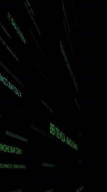 Dijital kodun karanlık ve dalgın bir ortamda sorunsuz akışını gösteren soyut bir tasvir.