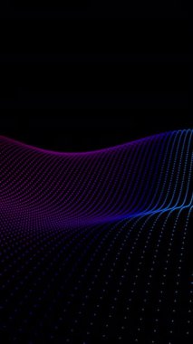 Bu, koyu bir arkaplana karşı mor ve mavi tonlarında renkli dalgaları gösteren soyut bir tasvirdir.