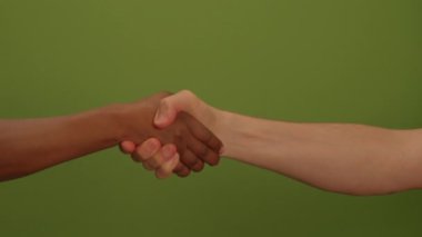Etkili takım çalışması içindeki çeşitliliği ve ortaklığı simgeleyen güçlü ve güçlü bir tokalaşma.