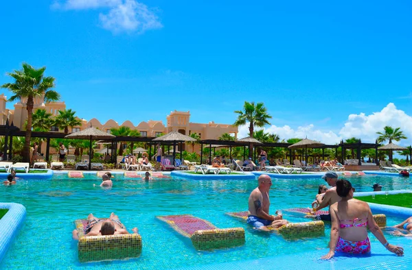 Riu Touareg Hotel Toeristen Het Zwembad Cape Verde Stockfoto