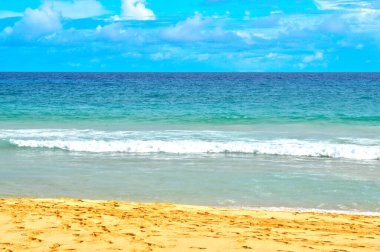 Cape Verde Afrika 'da Atlantik Okyanusu' na bakan Boa Vista plaj dalgaları