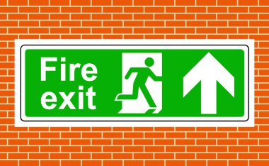 Fire exit up keep clear of obstructions sign clipart