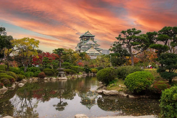 Zamek Osaka Sezonie Jesiennych Liści Słynny Japoński Zamek Punkt Orientacyjny — Zdjęcie stockowe