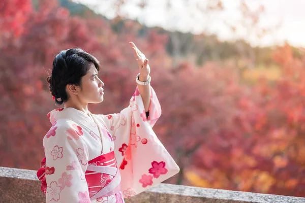 Kyoto Japonya Daki Kiyomizu Dera Tapınağı Nda Renkli Yapraklarla Eğlenen — Stok fotoğraf