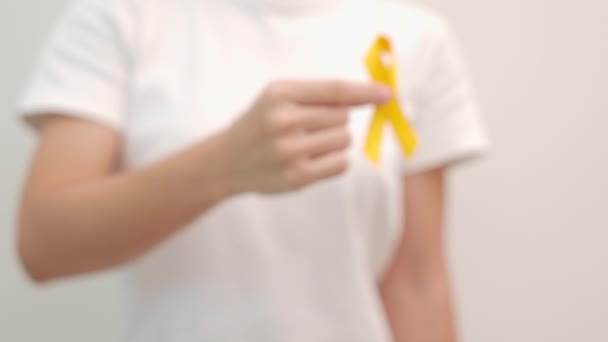 Κίτρινος Σεπτέμβριος Ημέρα Πρόληψης Αυτοκτονίας Παιδική Ηλικία Σάρκωμα Καρκίνος Των — Αρχείο Βίντεο
