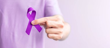 kanser günü, lupus, pankreas, yemek borusu, Testis kanseri, dünya alzheimer, epilepsi, sarkoidoz, fibromiyalji ve aile içi şiddet ayı kavramları için mor kurdele
