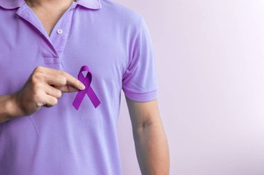 kanser günü, lupus, pankreas, yemek borusu, Testis kanseri, dünya alzheimer, epilepsi, sarkoidoz, fibromiyalji ve aile içi şiddet ayı kavramları için mor kurdele