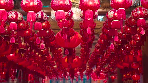 Chinese Red Lanterns Temple Happy Lunar New Year Holiday Chinese — Video Stock