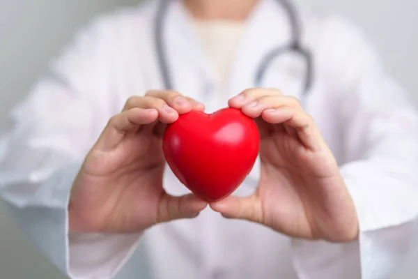 Doctor Hand Holding Red Heart Shape Hospital Love Donor World — Stock Photo, Image