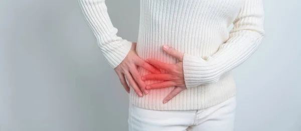 stock image woman having side back pain. Urinary system and Stones, Cancer, world kidney day, Chronic kidney stomach, liver pain and pancreas concept