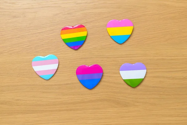 Lgbt Pride Month Concept Lgbtq Lgbtqia Rainbow Colorful Heart Shape — стоковое фото