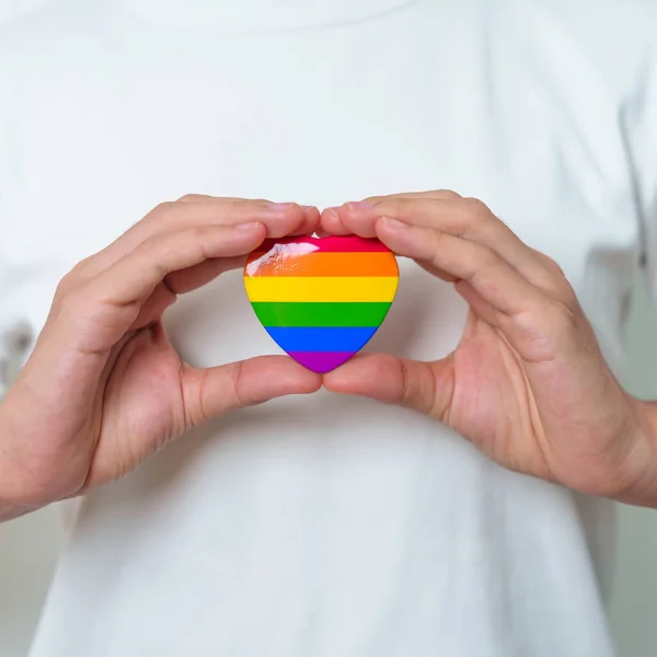 Lgbt Pride Month Concept Lgbtq Lgbtqia Rainbow Heart Shape Lesbian — стоковое фото